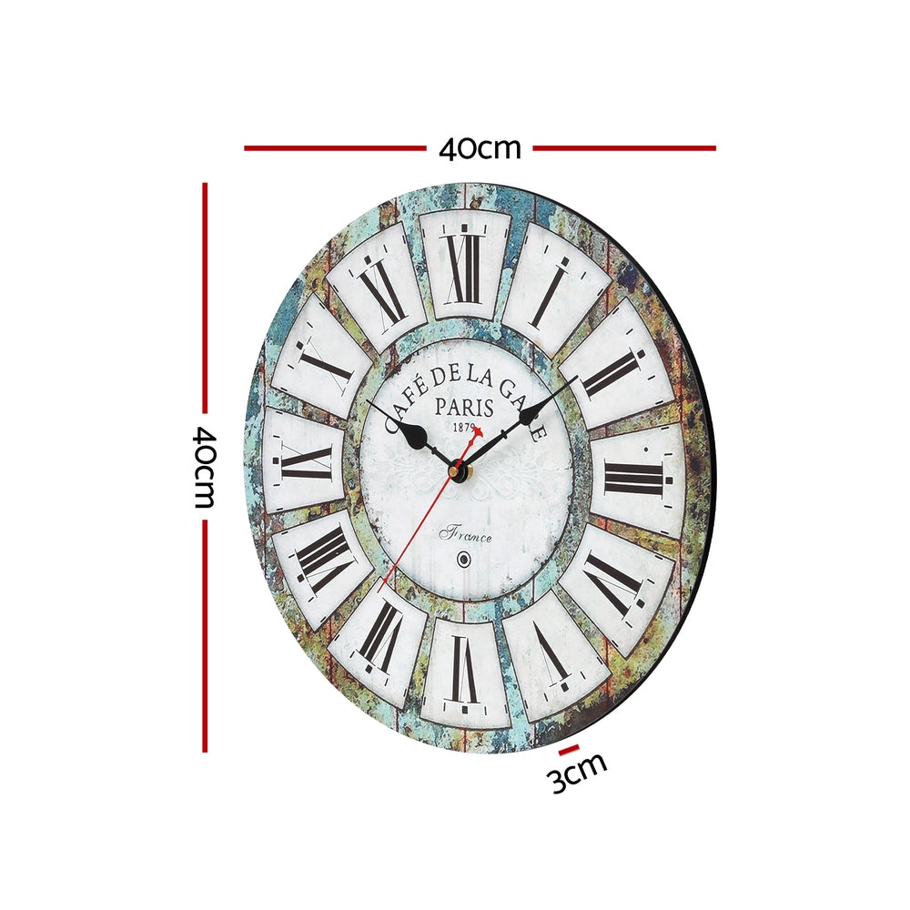 Clocks: Artiss 40CM Wall Clock Rustic Design