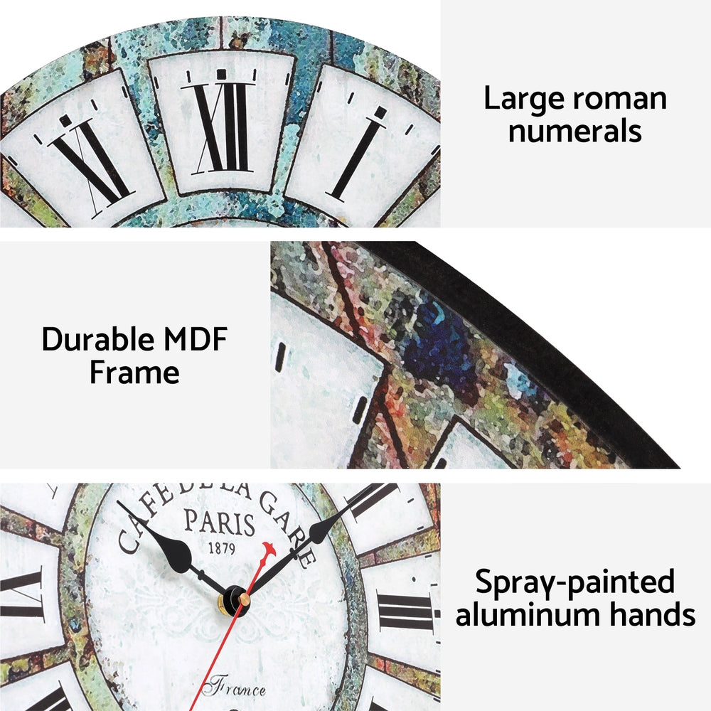 Clocks: Artiss 40CM Wall Clock Rustic Design
