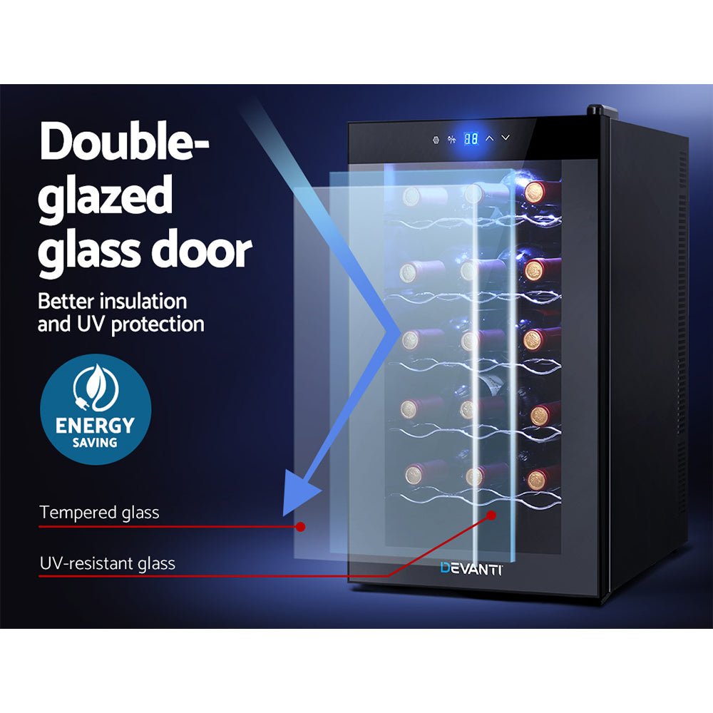 Wine Fridges: Devanti Wine Fridge Cooler 18 Bottles
