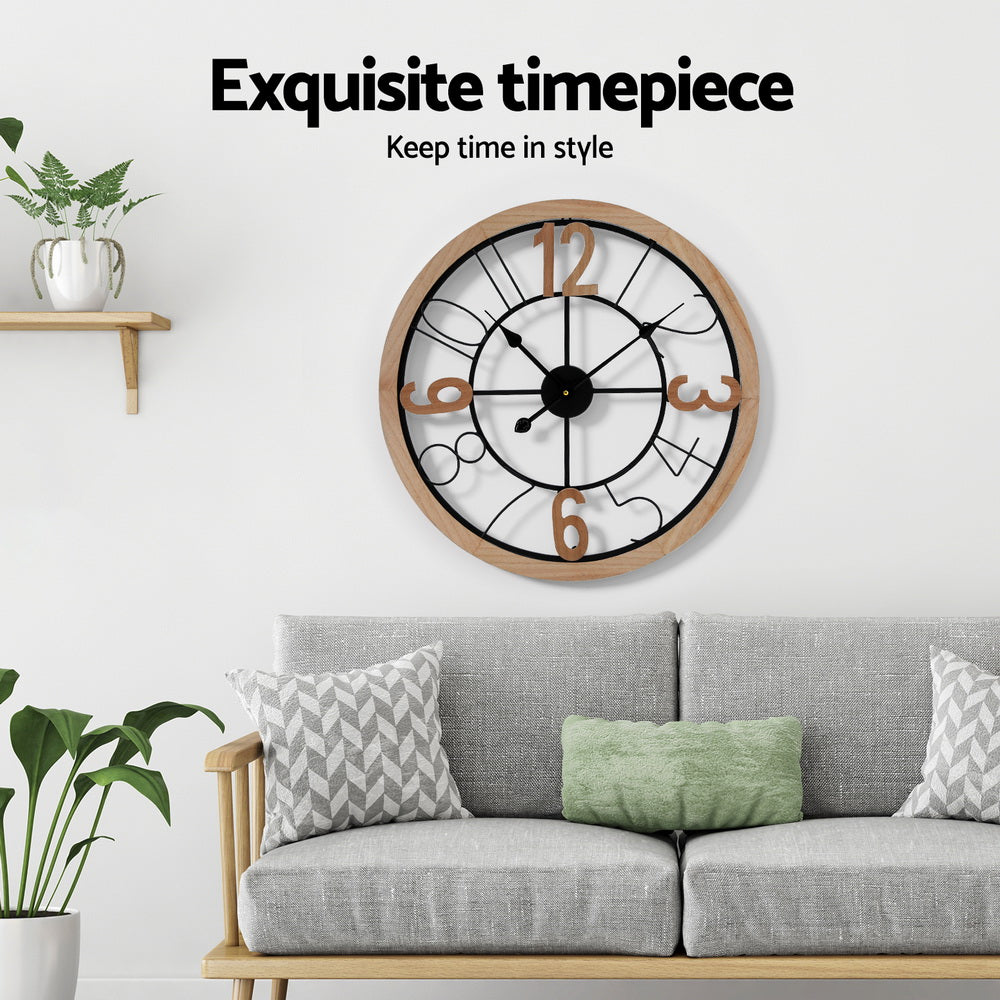 Clocks: Artiss 60CM Wall Clock Wooden