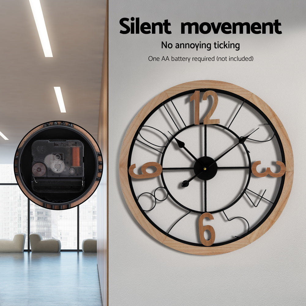 Clocks: Artiss 60CM Wall Clock Wooden