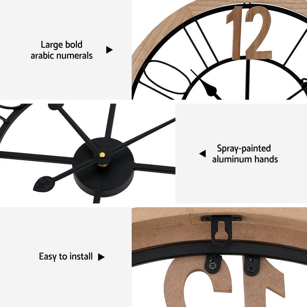Clocks: Artiss 60CM Wall Clock Wooden