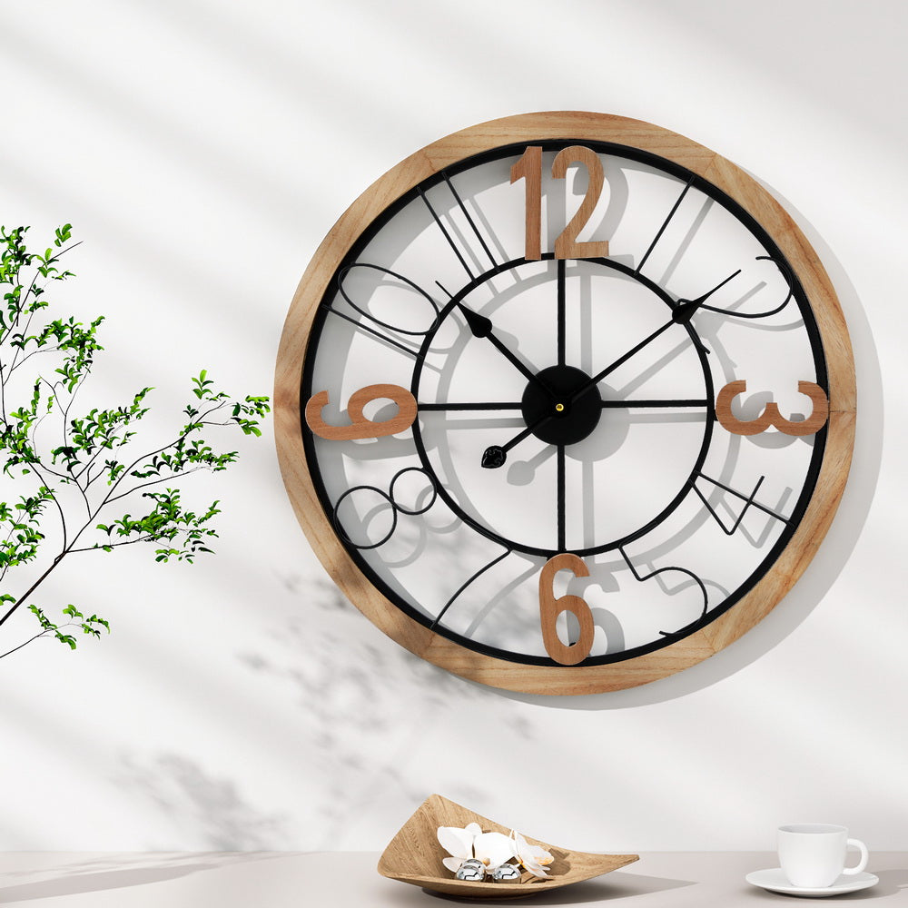 Clocks: Artiss 60CM Wall Clock Wooden