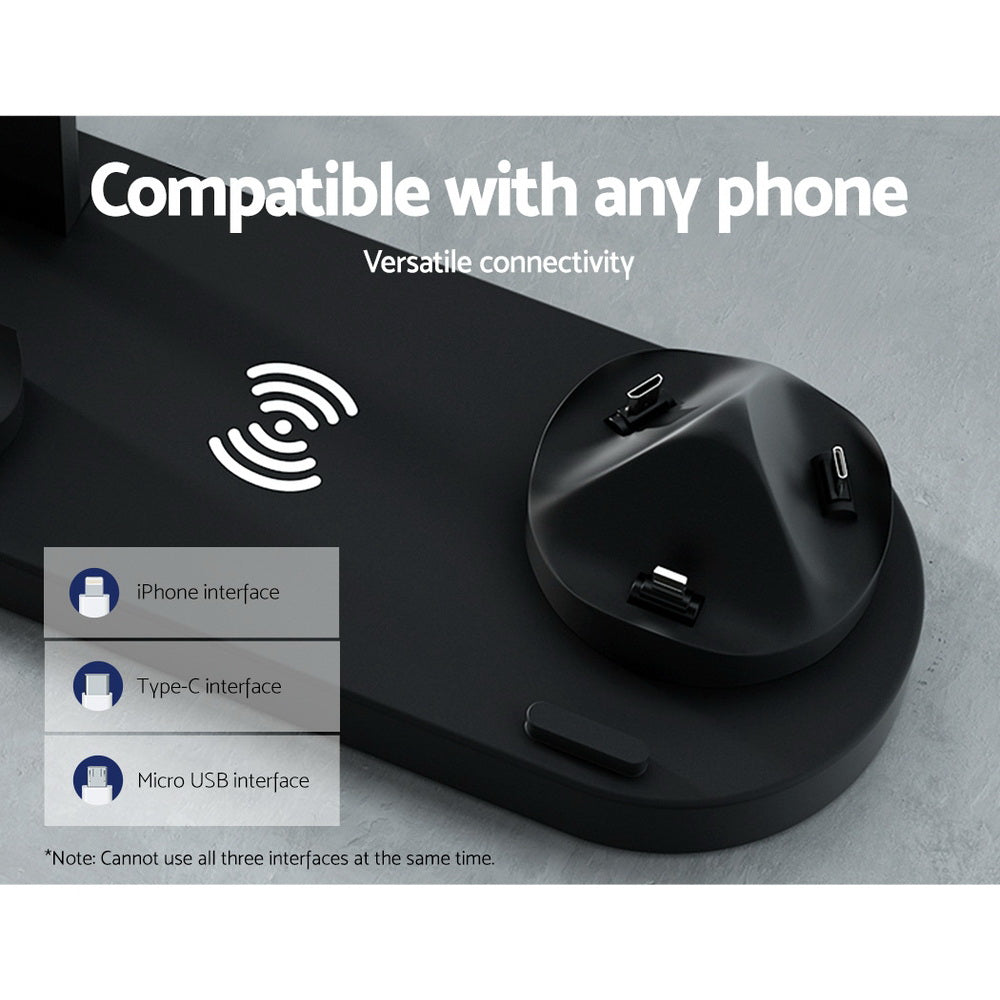 Phone Chargers: Devanti 4-in-1 Wireless Charger Dock Multi-function Charging Station for Phone