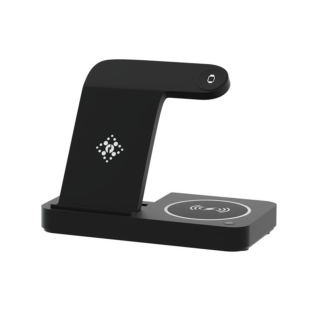 Phone Chargers: Devanti 4-in-1 Wireless Charger Station Fast Charging for Phone Black
