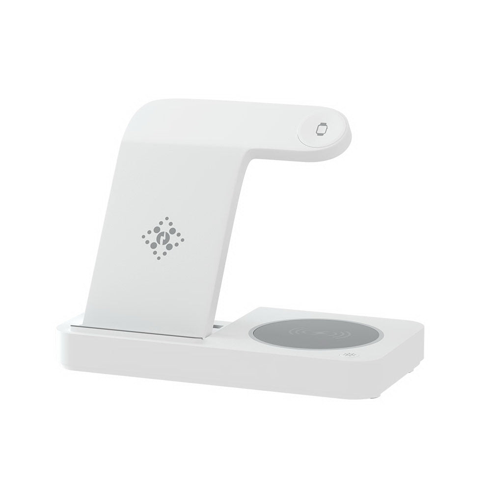 Phone Chargers: Devanti 4-in-1 Wireless Charger Dock Fast Charging for Phone White