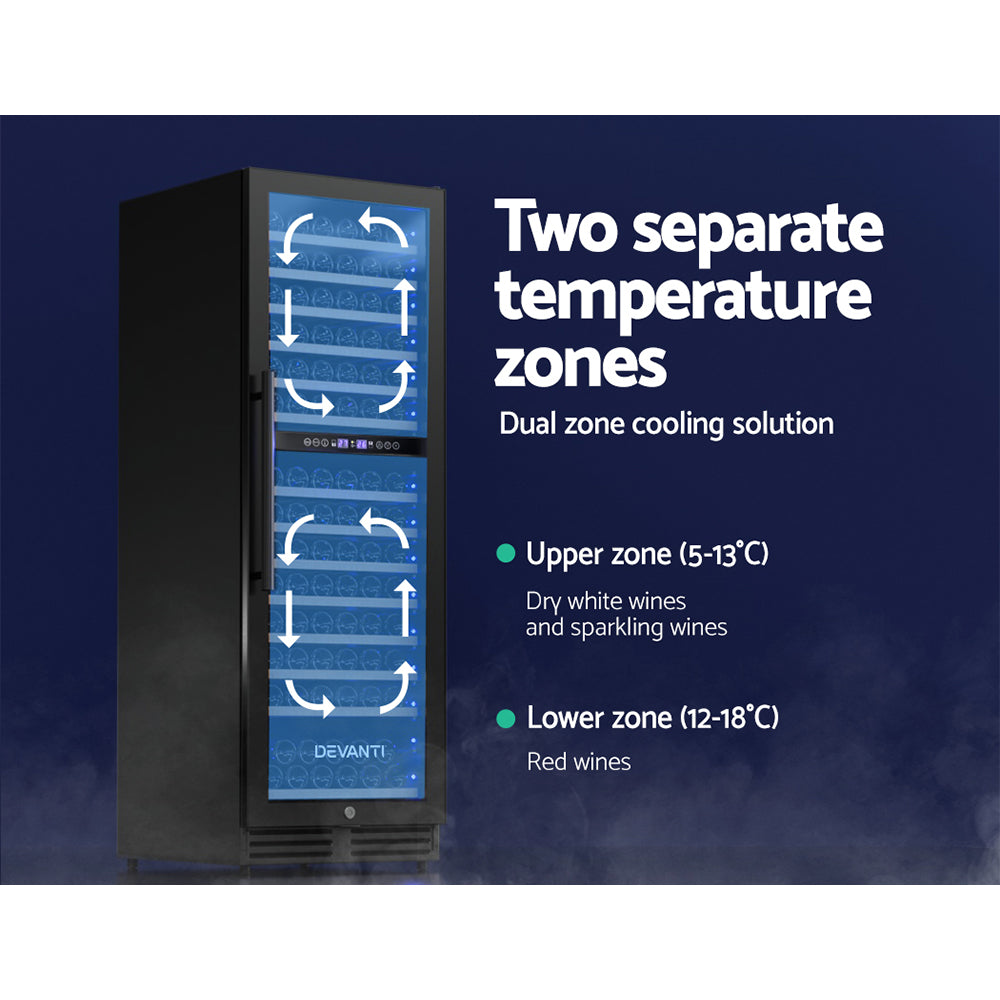 Wine Fridges: Devanti Wine Fridge Cooler Dual Zone 154 Bottles