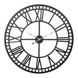 Clocks: Artiss 60cm Wall Clock Large Roman Numerals Metal Black