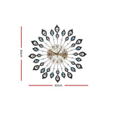 Clocks: Artiss 60cm Wall Clock Large 3D Peacock Crystal Silver