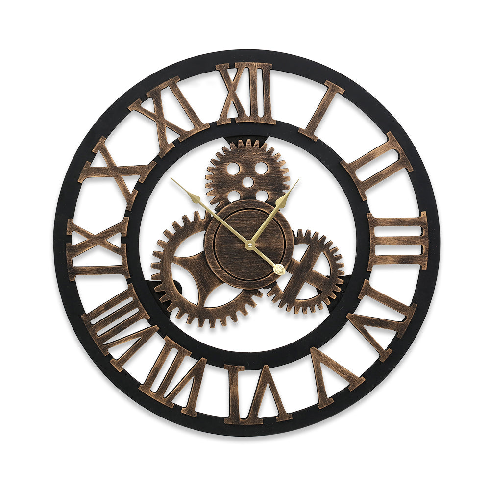 Clocks: Artiss 80cm Wall Clock Large Retro Roman Numerals Brown