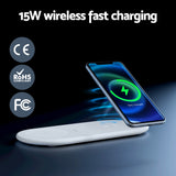 Phone Chargers: Devanti 3 in 1 Wireless Charger 15W Fast Charging RGB Light Bluetooth Speaker for Phone