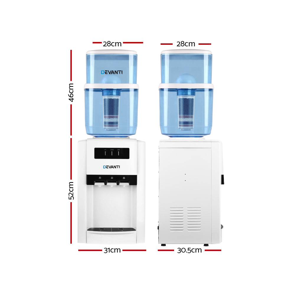 Water Dispensers: Devanti Water Cooler Dispenser Bench Top 22L