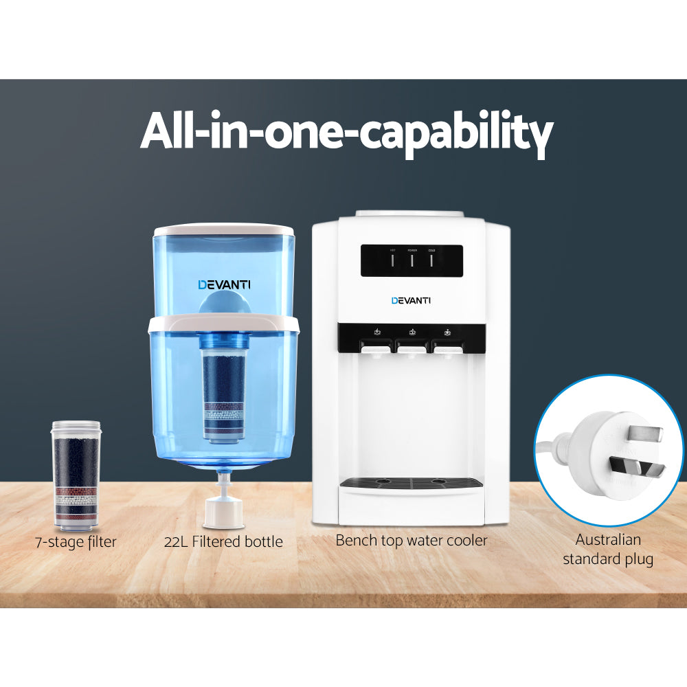 Water Dispensers: Devanti Water Cooler Dispenser Bench Top 22L