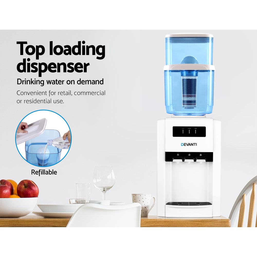 Water Dispensers: Devanti Water Cooler Dispenser Bench Top 22L