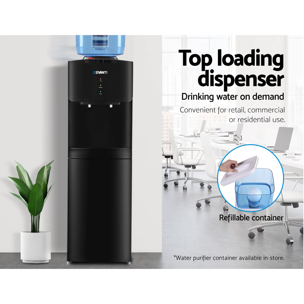 Water Dispensers: Devanti Water Cooler Dispenser Stand 22L Bottle Black