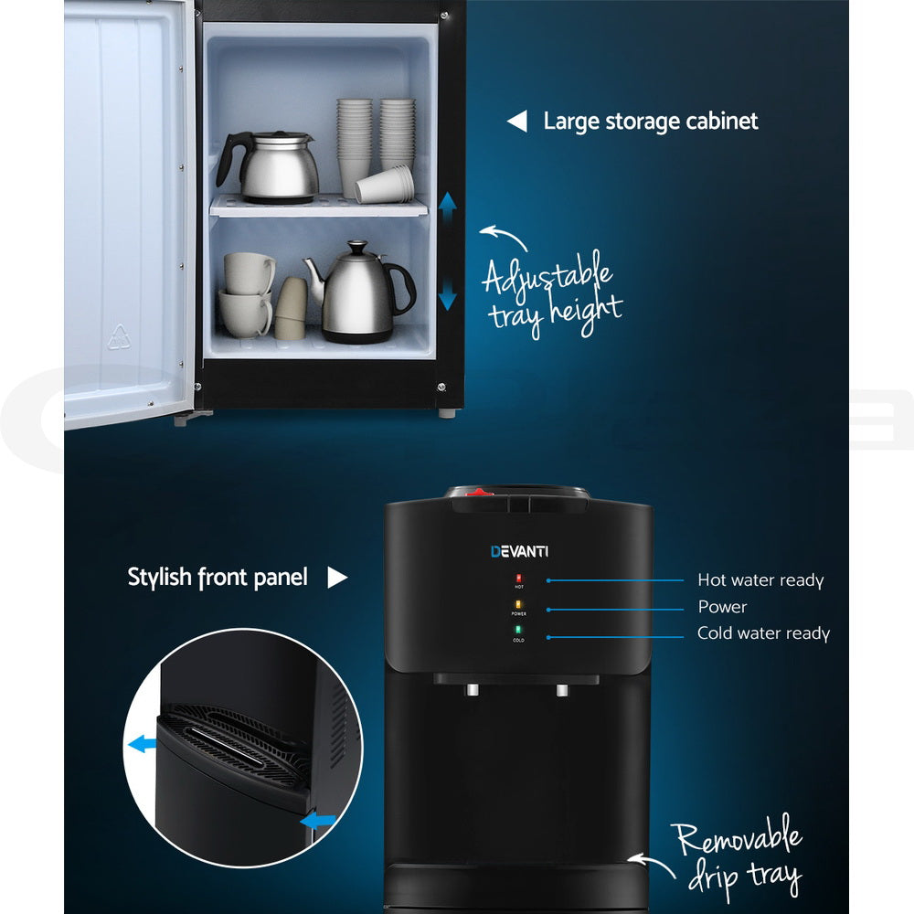 Water Dispensers: Devanti Water Cooler Dispenser Stand 22L Bottle Black w/2 Filter