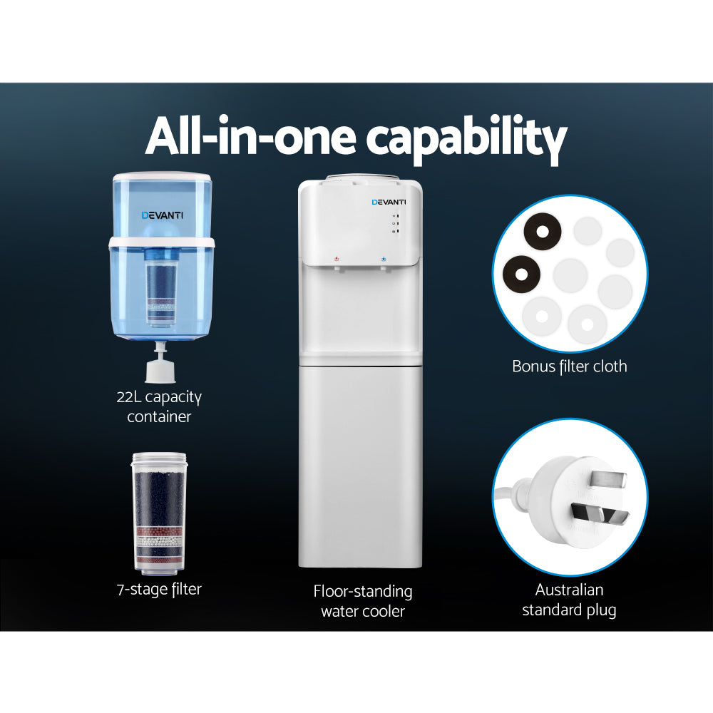 Water Dispensers: Devanti Water Cooler Dispenser Stand 22L Bottle White
