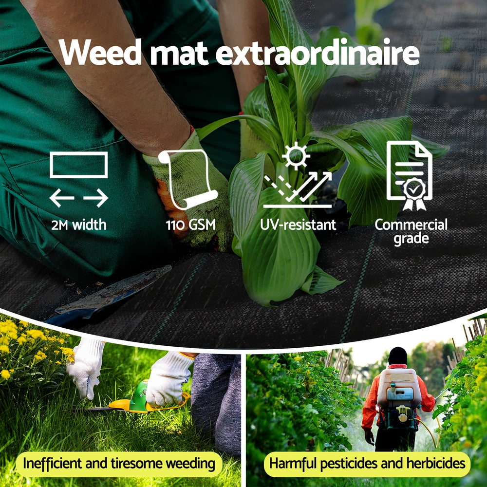 Instahut 2x50m Weed Mat 110GSM Weed Control Mat Plant