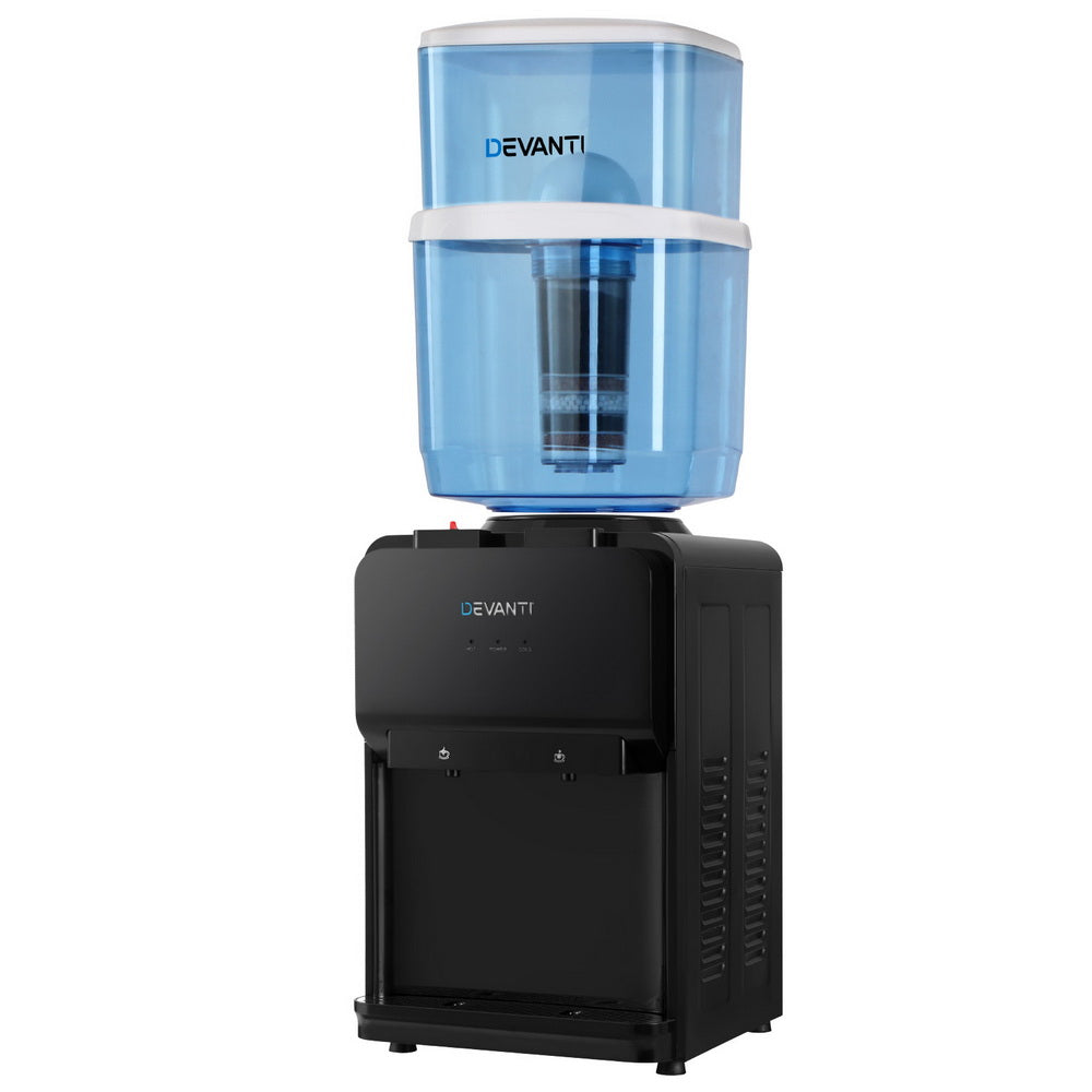Water Dispensers: Devanti Water Cooler Dispenser Bench Top 22L Black