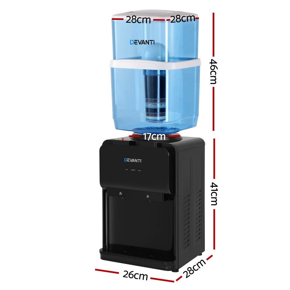 Water Dispensers: Devanti Water Cooler Dispenser Bench Top 22L Black