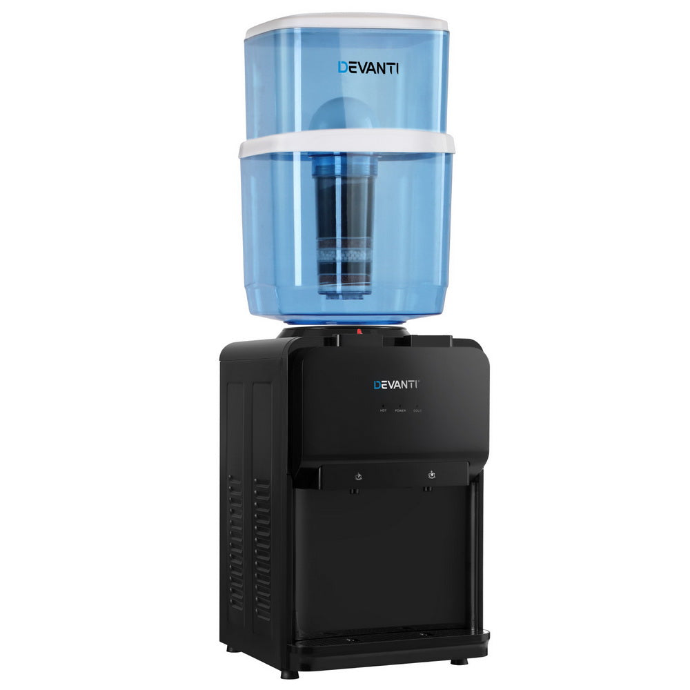 Water Dispensers: Devanti Water Cooler Dispenser Bench Top 22L Black