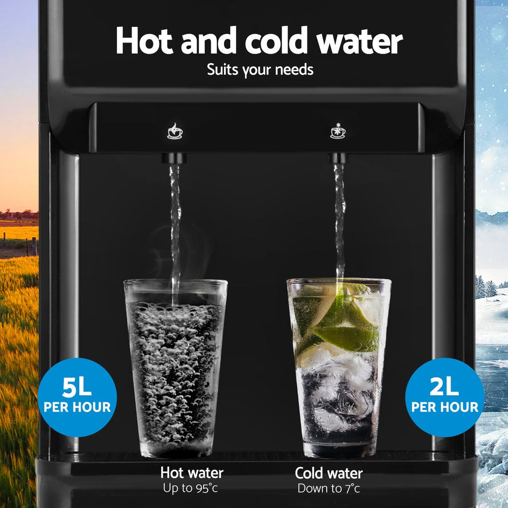 Water Dispensers: Devanti Water Cooler Dispenser Bench Top 22L Black
