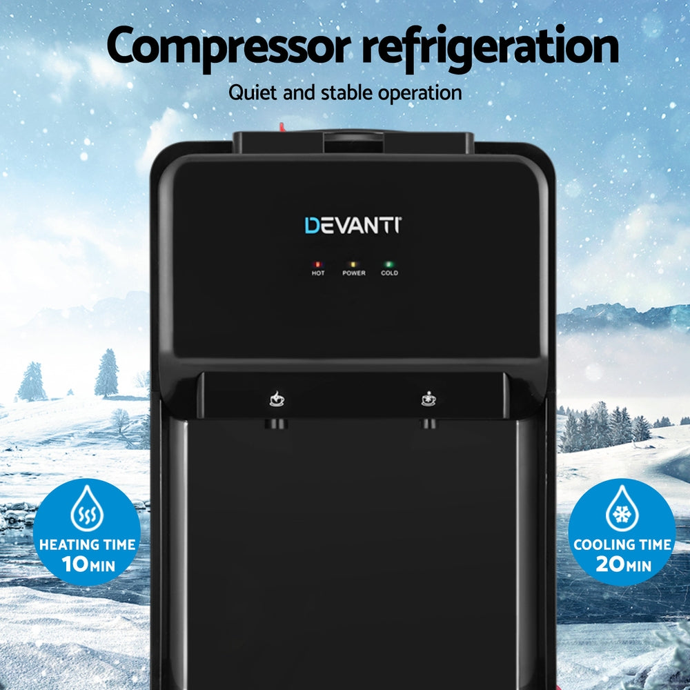 Water Dispensers: Devanti Water Cooler Dispenser Bench Top 22L Black