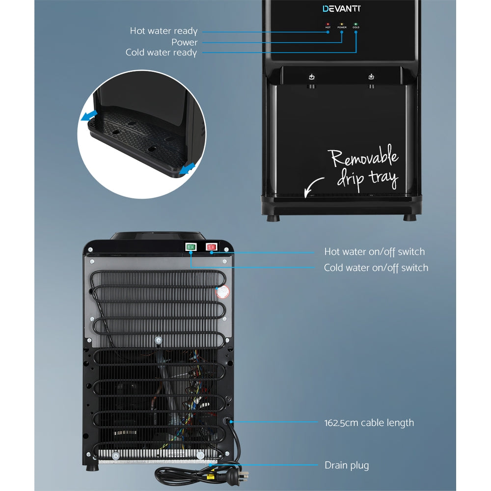Water Dispensers: Devanti Water Cooler Dispenser Bench Top Black