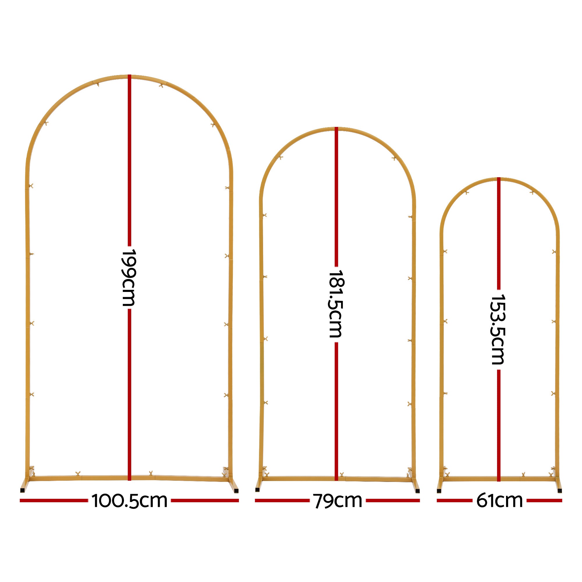 Other Wedding Decorations: Wedding Arch Backdrop Stand Set of 3 Gold Metal Wedding Arched Frame, Easy to Assemble, Stable Balloon Arch Standfor Wedding, Baby Shower, Party Decoration