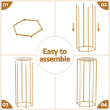 3Pcs Wedding Backdrop Pedestal Stand Gold Metal Hexagon Wedding Frame Plinth Pillars Table