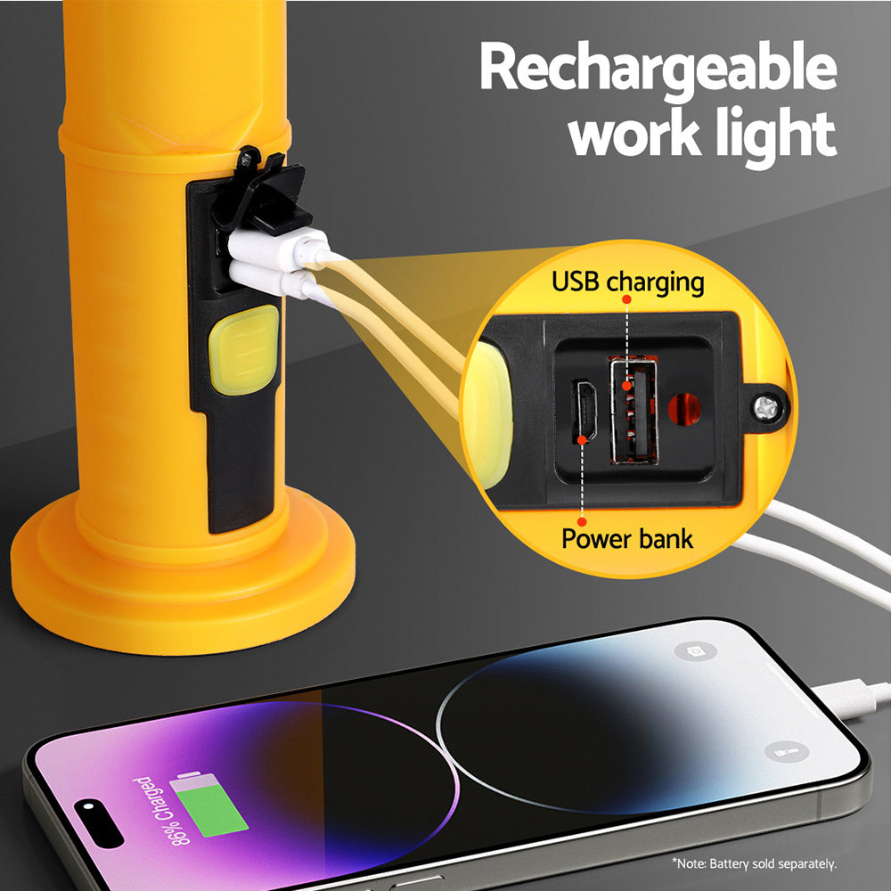 Treadmills: Giantz Work Light Rechargeable USB Cordless LED Lamp Hook Rotation Folding
