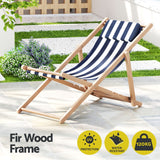 Gardeon Outdoor Deck Chair Wooden Sun Lounge Folding Beach Patio Furniture Blue