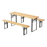 Outdoor Chairs: Gardeon 3 PCS Outdoor Furniture Dining Set Lounge Setting Patio Wooden Bench