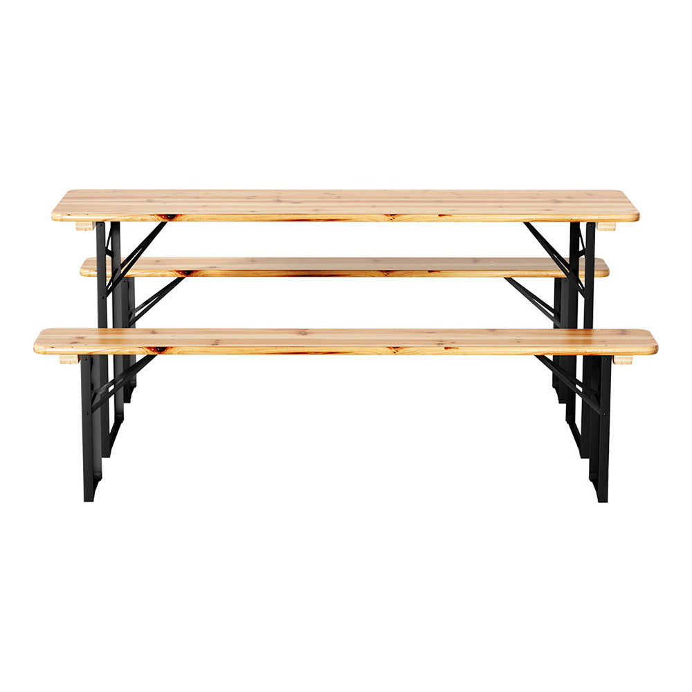 Outdoor Chairs: Gardeon 3 PCS Outdoor Furniture Dining Set Lounge Setting Patio Wooden Bench