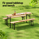 Outdoor Chairs: Gardeon 3 PCS Outdoor Furniture Dining Set Lounge Setting Patio Wooden Bench