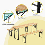 Outdoor Chairs: Gardeon 3 PCS Outdoor Furniture Dining Set Lounge Setting Patio Wooden Bench