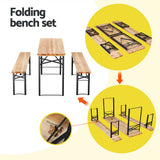 Outdoor Chairs: Gardeon 3 PCS Outdoor Furniture Dining Set Lounge Setting Patio Wooden Bench