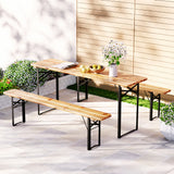 Outdoor Chairs: Gardeon 3 PCS Outdoor Furniture Dining Set Lounge Setting Patio Wooden Bench