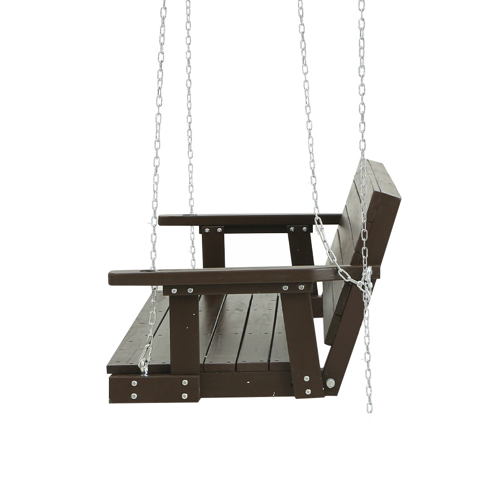 Outdoor Chairs: Gardeon Porch Swing Chair with Chain Outdoor Furniture 3 Seater Bench Wooden Brown