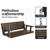 Outdoor Chairs: Gardeon Porch Swing Chair with Chain Outdoor Furniture 3 Seater Bench Wooden Brown