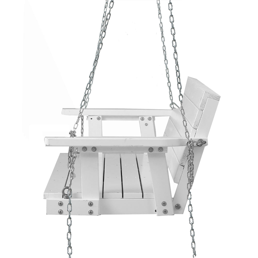 Outdoor Chairs: Gardeon Porch Swing Chair with Chain Outdoor Furniture 3 Seater Bench Wooden White