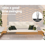 Outdoor Chairs: Gardeon Porch Swing Chair with Chain Outdoor Furniture 3 Seater Bench Wooden White
