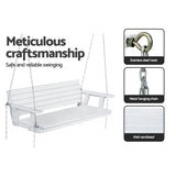 Outdoor Chairs: Gardeon Porch Swing Chair with Chain Outdoor Furniture 3 Seater Bench Wooden White