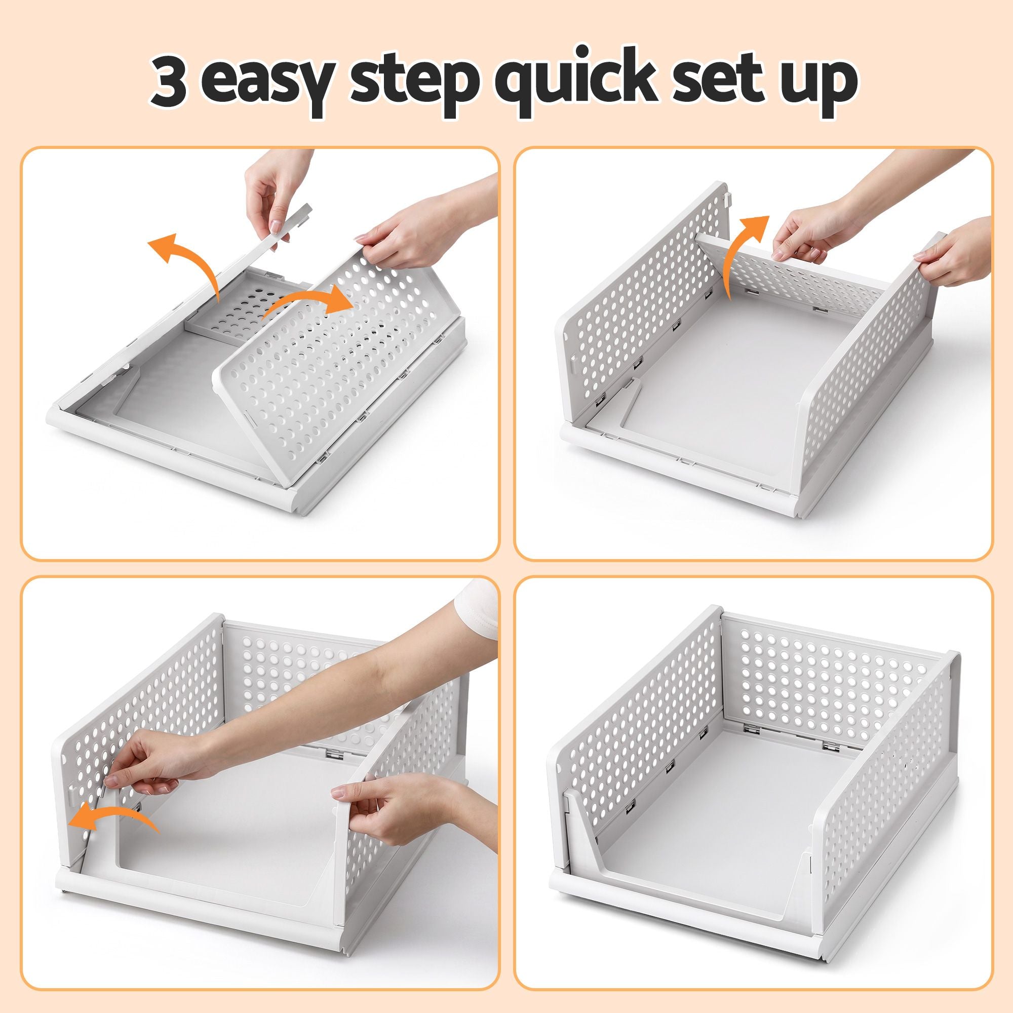Artiss 5 Pack Stackable Plastic Storage Foldable Closet Organizers