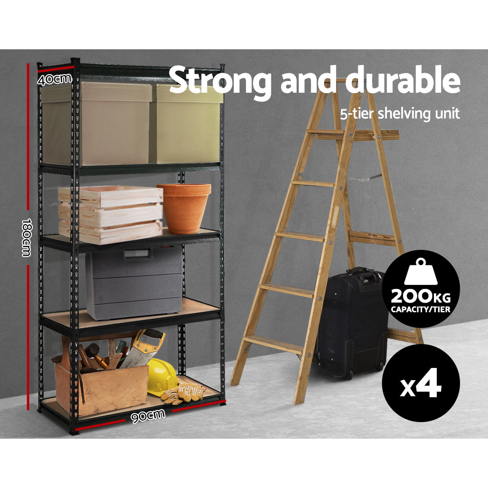 Wall Storage Racks: Giantz 4x1.8M Garage Shelving Warehouse Rack Pallet Racking Storage Shelve Black