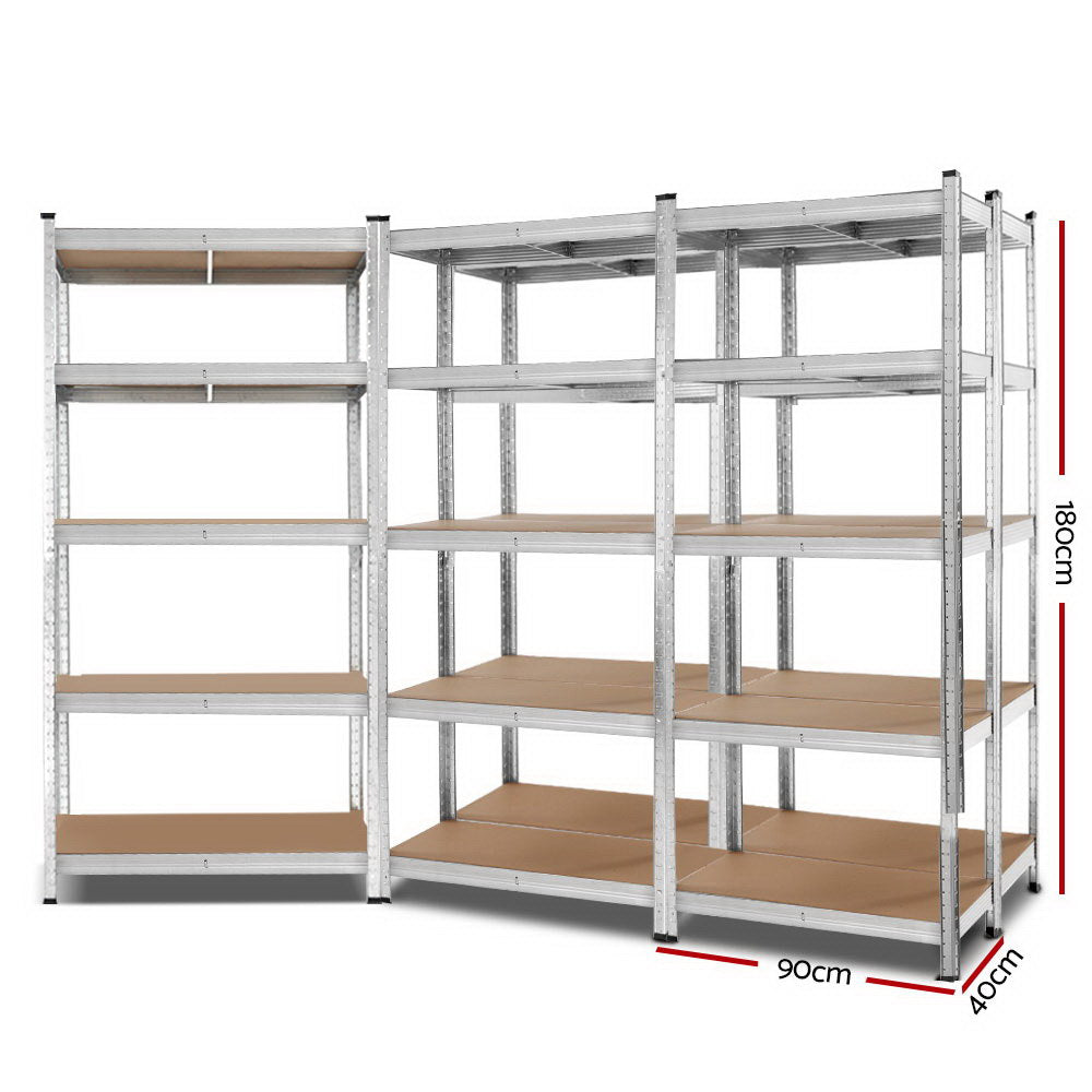 Wall Storage Racks: Giantz 5x1.8M Garage Shelving Warehouse Rack Pallet Racking Storage Shelf Silver