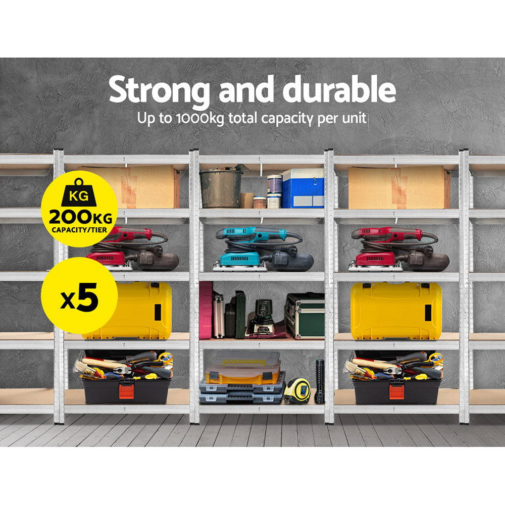Wall Storage Racks: Giantz 5x1.8M Garage Shelving Warehouse Rack Pallet Racking Storage Shelf Silver