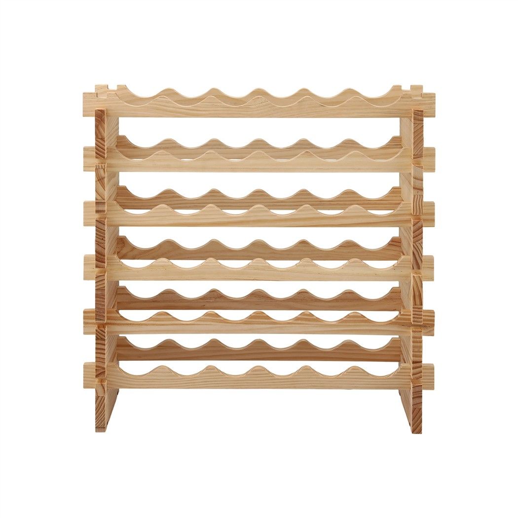 Artiss 36 Bottle Wooden Wine Rack 6 Tier Modular Wine Display Storage Stand Freestanding Holder Natural Pine Wood, 70 x 30 x 70cm