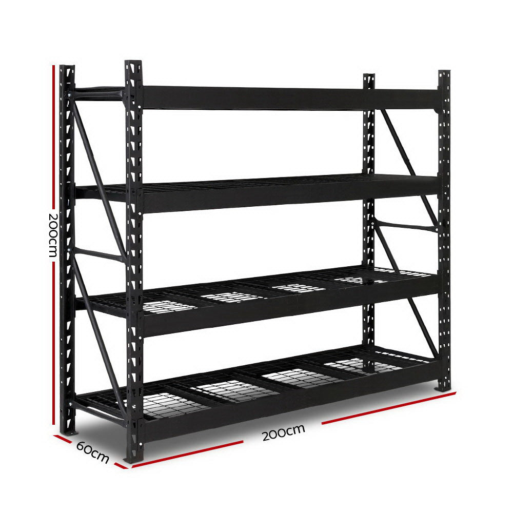 Wall Storage Racks: Giantz 2Mx2M Garage Shelving Warehouse Rack Pallet Racking Storage Shelve Black