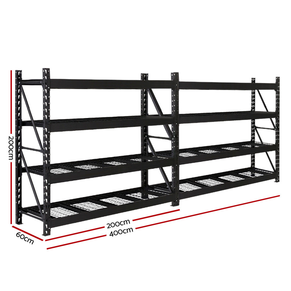 Wall Storage Racks: Giantz 4Mx2M Garage Shelving Warehouse Rack Pallet Racking Storage Shelve Black